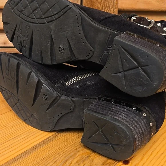 SALE!! A.S.98 CHESTER Black Sueded Leather Short Boots - Picture 12 of 14